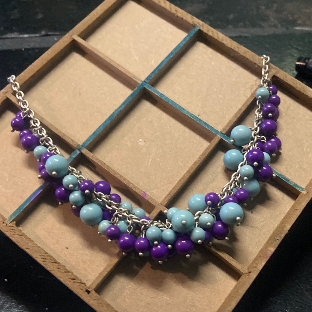 Elegant Purple and Blue Beaded Necklace